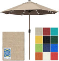 EliteShade USA 10-Year-Non-Fading 10ft Market Patio Umbrella, Commercial Grade Table Sun Umbrella with 80 Solar LED Lights, Crank Open, Windproof & UPF 50+ UV Protection for Garden, Deck, Pool, Backyard, Heather Beige by EliteShade