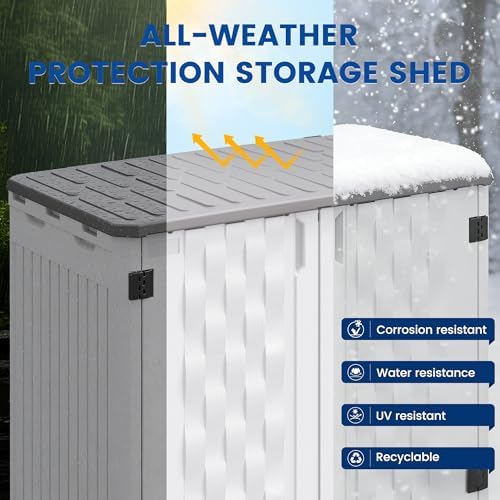 UDPATIO 67 Cu.Ft Vertical Outdoor Storage Shed, HDPE Resin Sheds,White - Image 5