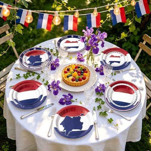 France French Flag Paper Plates and Napkins Party Supplies,Serves 60 - Image 6