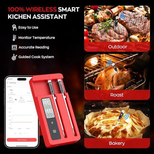 Meat Thermometer Digital, Instant Read Meat Thermometer for Grill and Cooking, Waterproof Food Thermometer for Kitchen and Outside, BBQ, Turkey, Candy, Liquids, Beef - Image 6