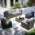 Aoxun Patio Furniture Set, 7 Piece Outdoor Sectional Sofas with Waterproof Cover, Wicker Rattan Outdoor Furniture Patio Conversation Set for Backyard, Garden Light Grey by Aoxun