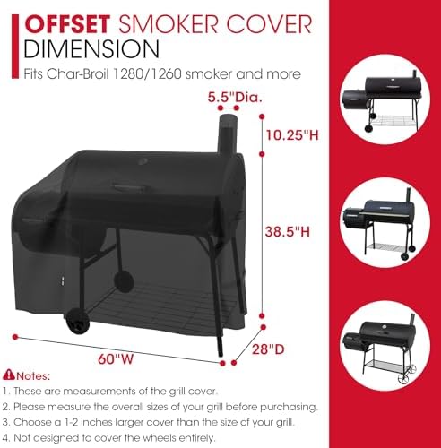 Unicook Offset Smoker Cover 60 Inch, Heavy Duty Waterproof Grill Cover - Image 2