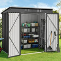 Gizoon 6x4 FT Outdoor Shed, Metal Garden Shed Lockable Doors, Dark Gray by Gizoon