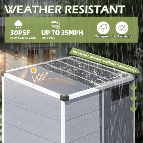 5 x 4 FT Plastic Outdoor Storage Shed with Floor, Resin Garden Shed - Image 5