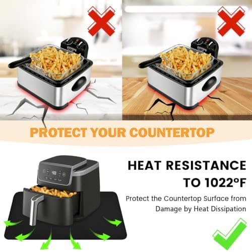 TOHONFOO Heat Resistant Mats for Countertop & Air Fryer, 20x16 in, Black - Image 2