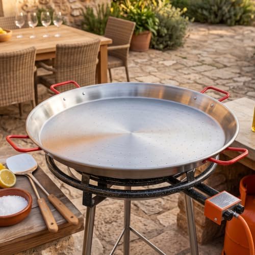 Magefesa 32" Carbon Steel Paella Pan – 81 cm - 31 Servings, Durable & Lightweight with Dimpled Surface, Ideal for Outdoor Cooking & Traditional Valencian Paella - Image 2