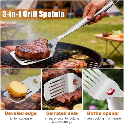 HaSteeL BBQ Accessories, 18In Grill Tools for Outdoor Grill - 4 Pack - Image 3