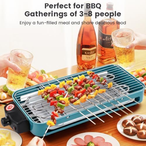 Electric Indoor Grill, 1500W Smokeless Barbecue BBQ Grill for Kitchen with Net, Fast Heat Up Power & Adjustable Temperature, for Beef, Salmon & Sausage Griddle - Image 2