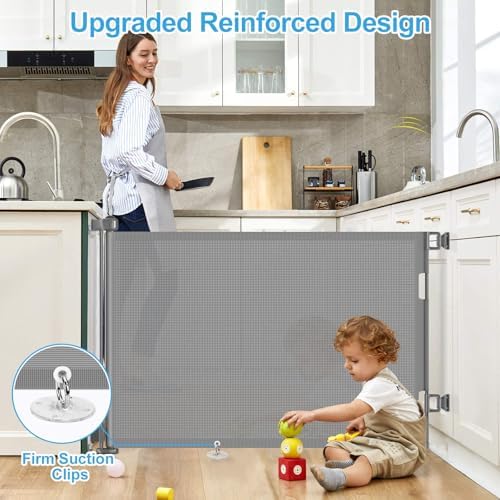 EZIGO 55 Inch Retractable Baby Gates Extra Wide Reinforced Baby Dog Gate - Image 3