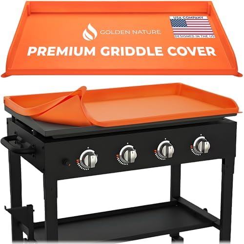 36" Silicone Griddle Mat - Flame Orange - Flat Top Grill Protector - Extra Thick Outdoor Protective Cover for 36 Inch Blackstone Griddles - High Heat Resistant, Food Grade Covering - by Golden Nature by GoldenNature