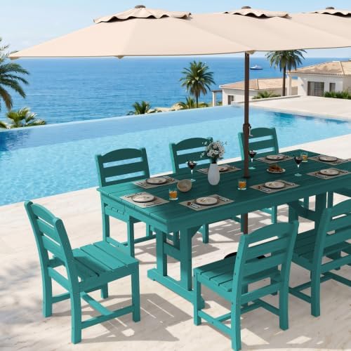 KINGYES Outdoor Armless Dining Chairs Set of 8,HDPE Patio Chairs,Aruba - Image 5