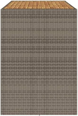 Grey Garden Bar Table with Acacia Wood Top and UV-Resistant Rattan for Outdoor Dining and Cocktails 72.8 in Long 31.5 in Wide Weatherproof Patio Furniture - Image 6