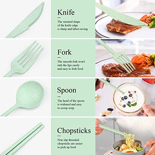 DISSKNIC 4 Sets Travel Utensils with Case, Cutlery Set Chopsticks Fork Spoon Knife with Case, Reusable Plastic Utensils Sets for Lunch Box Accessories,Portable Lunch Box Utensils Set for Daily Use - Image 6