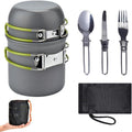 Camping Cookware Mess Kit Backpacking Pot Gear Camping Cooking Pots and Pans Set Camp Kitchen Equipment Accessories Green by Senrob