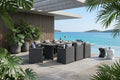 PURPLE LEAF Outdoor Dining Set 9 Pcs with Olefin Cushion Armchairs Grey by PURPLELEAF
