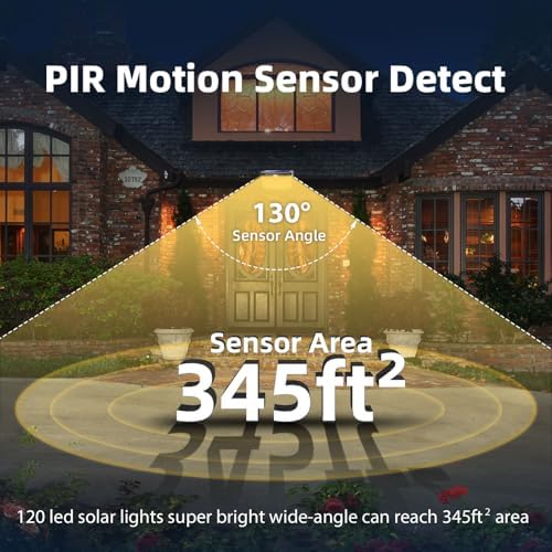 HMCITY 120 LED Solar Lights Outdoor Motion Sensor, 6 Pack, Black Warm - Image 6