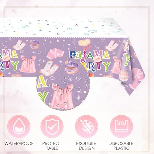 41Pcs Pajama Party Decorations Tableware Set Sleepover Party Supplies For Girls Include Pajama Plates Napkins Tablecloth丨Girls Slumber Party Spa Party Bachelorette Party Birthday Party Decor,Serve 20 - Image 5