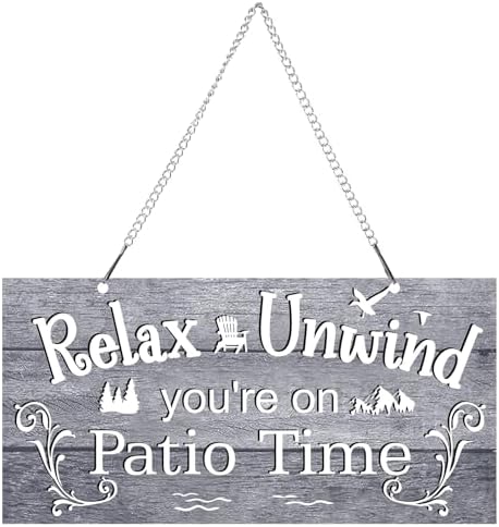 Hotop Metal Patio Sign Vintage Wall Decor for Outdoor, 12 x 6", Gray by HOTOP