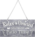 Hotop Metal Patio Sign Vintage Wall Decor for Outdoor, 12 x 6", Gray by HOTOP