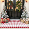 OJIA Christmas Outdoor Rug 3'x5' Red Plaid Front Door Mat Outdoor Porch Rug by OJIA