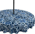 LVTXIII Round Outdoor Tablecloth with Umbrella Hole and Zipper, Water-Repellent 60 Inch Patio Table Cover for Bistro, Garden, Patio & Picnic, Flower Navy by LVTXIII