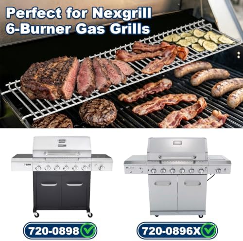 LS'BABQ Grill Warming Rack for Nexgrill Home Depot 720-0896X & 720-0898, Stainless Steel Upper Warming Rack Replacement Parts for Nexgrill Deluxe 6-Burner Gas Grills, 32" x 7" - Image 3