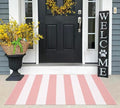 Pink and White Layered Doormat 27.5"x43.3"Washable Striped Outdoor Rug by BUAGETUP