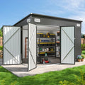 Aoxun 9.4'x7.3' Triple Door Shed Outdoor Storage Shed Black by Aoxun