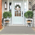IOHOUZE 4x6 Striped Outdoor Rug, Washable Front Porch, Black Beige by iOhouze