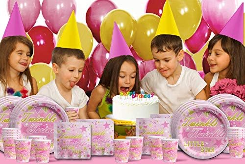 Twinkle Twinkle Little Star Pink Birthday Party Supplies Set Plates Napkins Cups Tableware Kit for 16 - Image 7
