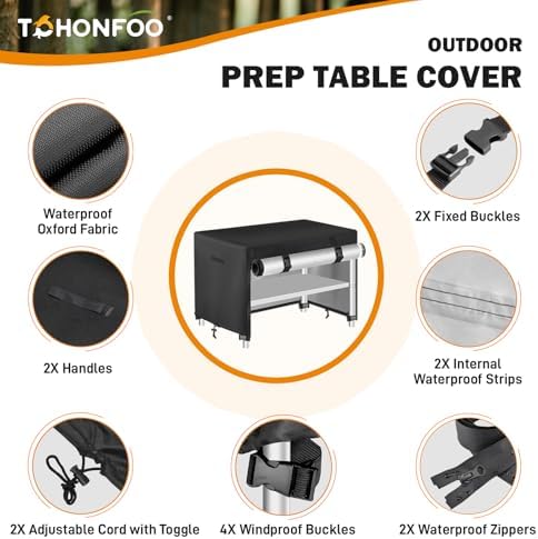 TOHONFOO Outdoor Prep Table Cover Waterproof for Grill Cart,48x24x35in - Image 3