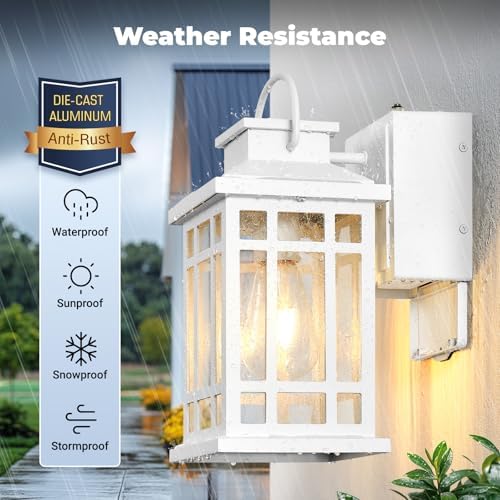 Outdoor Wall Lights with GFCI Outlet, Dusk to Dawn Outdoor Lighting - Image 4
