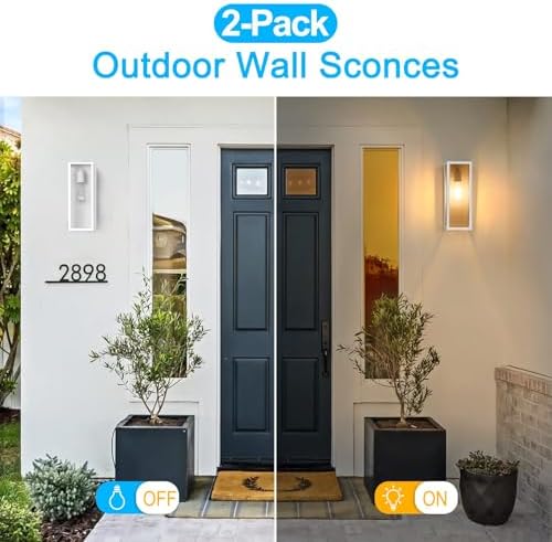 VerRon Outdoor White Wall Light Fixtures, Modern Exterior Wall Lanterns - Image 5