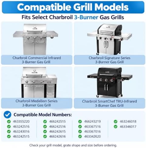 17" Cast Iron Grill Grates for Charbroil Commercial Infrared 463355220 463242516 463242515 466242615 463243016 463346017 466242616 463364824 3-Burner Parts for Charbroil Grill Grates G466-0025-W1A - Image 2