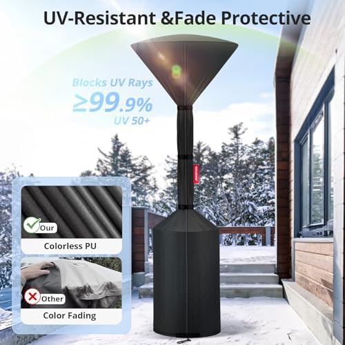 QH.HOME Patio Heater Cover,Waterproof Tear-Resistant 2p-89"x 33"x19",Black - Image 6