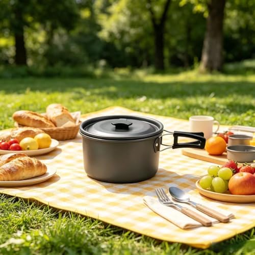 2.1Qt Camping Pot Hard Anodized Aluminum Lightweight Folding Handle - Image 5