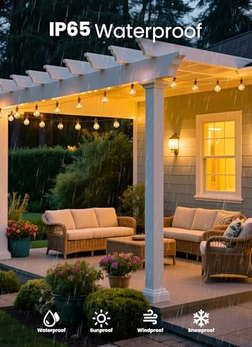 Outdoor String Lights, 200FT 100 LED Bulbs String Lights, IP65 Waterproof Connectable G40 Outside Patio Light for Backyard Porch Balcony Garden Decor Christmas Camping Gazebo - Image 2