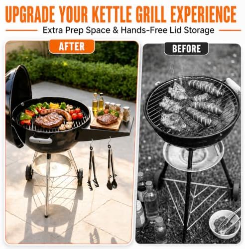 QuliMetal Grill Table Shelf & Lid Holder for Weber Kettle 22 Charcoal - Image 6