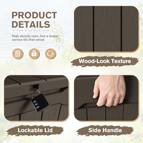 JUMMICO 31 Gallon Resin Deck Box Waterproof Outdoor Storage Boxes 2 Pack - Image 2
