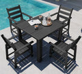 GREENVINES 5-piece Patio Dining Set, HDPE Square Table & 4 Armchairs, Black by GreenVines