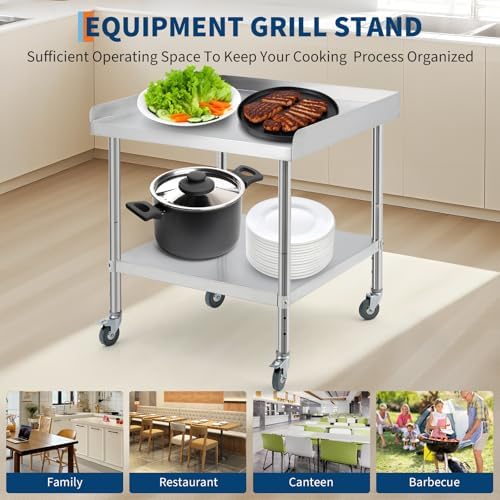 Stainless Steel Equipment Stand, Prep Table Metal Table w/Wheel - Image 5