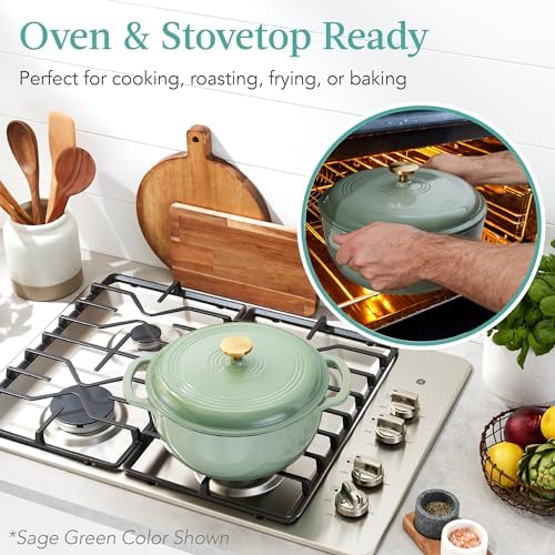 Best Choice Products 7.5 Quart Enamel Cast-Iron Round Dutch Oven, Family Style Heavy-Duty Pre-Seasoned Cookware for Home, Kitchen, Dining Room, Oven Safe w/Lid, Dual Handles - Blue - Image 3