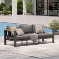 Aluminum Outdoor Patio Furniture, 3 Seats All-Weather Outdoor Patio Sofa with Washable Thick Cushion, Patio Sofa Couch for Porch, Balcony, Deck, Yard, Graphite by Oasbira