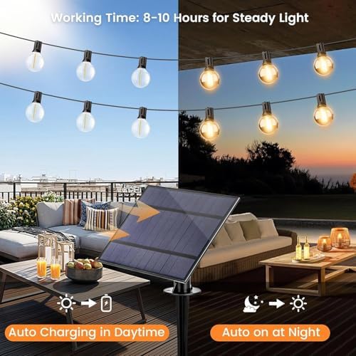 OHLUX 120FT Solar String Lights Outdoor with Remote, Commercial Grade Patio Lights with 52 Shatterproof LED Filament G40 Globe Bulbs, Dimmable Outside Edison Hanging Light for Backyard Party Decor - Image 2