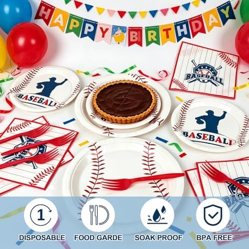 120Pcs Baseball Plates and Napkins Party Supplies for Birthday Game Day - Image 4