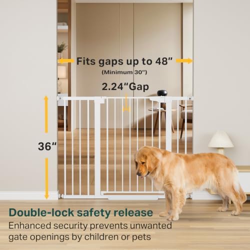 Cumbor 36" Extra Tall Baby Gate for Stairs, 30-48" Dog Gate Indoor White - Image 2