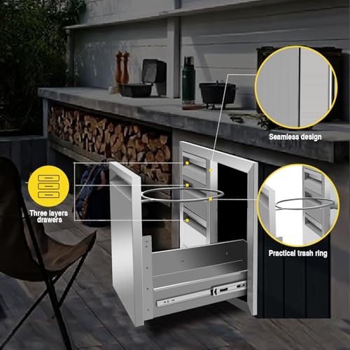 Outdoor Kitchen Drawer Combo Cabinet Outdoor Kitchen Stainless Steel Trash Triple Drawers For BBQ Island Grill Station,G1 - Image 6