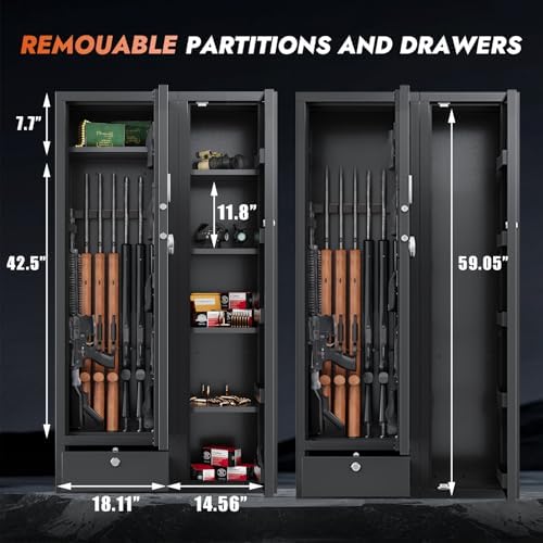 KAER 18-20 Gun Safe Gun Cabinet Large Gun Safes for Rifles and Pistols Rifle Safe for Home High Capacity Electronic Gun Cabinets for Rifles and Shotguns with Drawer,Removable Shelf - Image 2