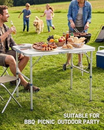 Outvita 3ft Portable Folding Camping Table Lightweight Suitcase White - Image 7