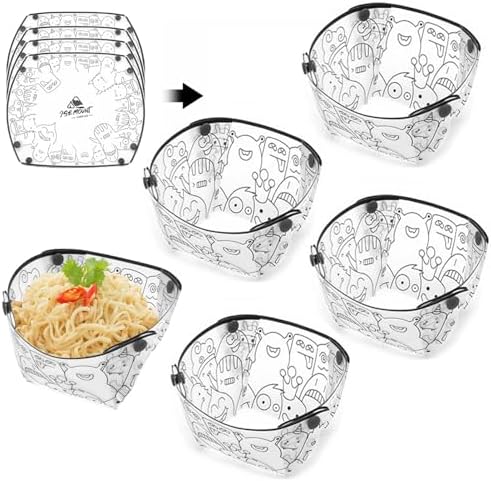 MIUPOO Collapsible Bowl Set,Portable Mess Kit,Food Grade Material Free Folding Bowl for Lunch Family Picnic,7×5.5×3.5 Inches,4 Pieces. by WelcometoMIUPOO